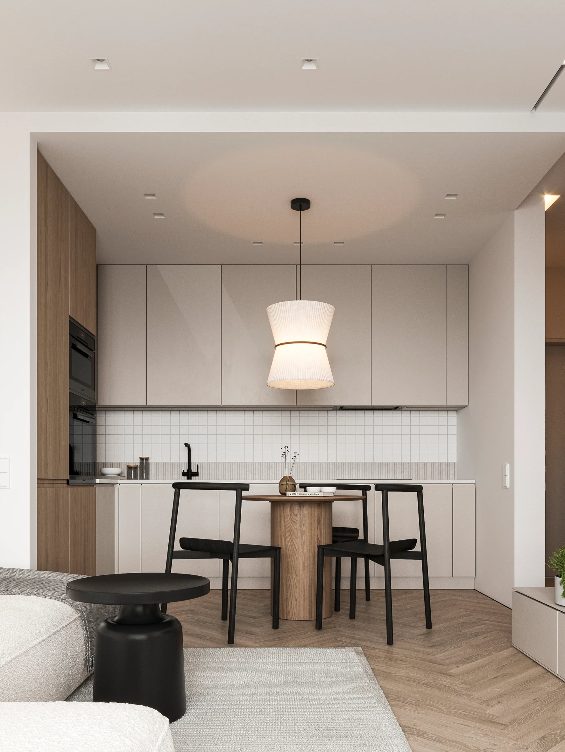 Cocina y comedor de madera con luz natural